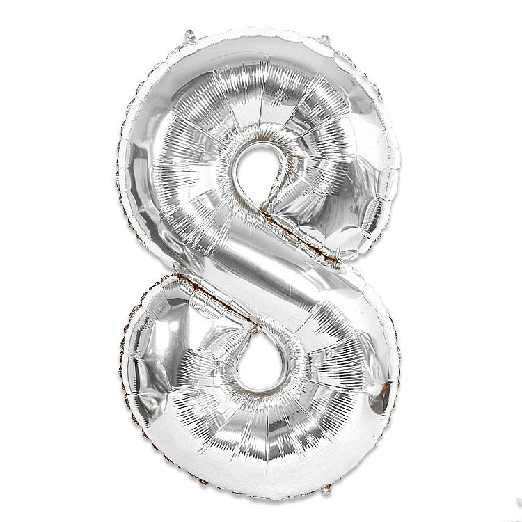 Large Foil Balloon Number 8 - Metallic Silver