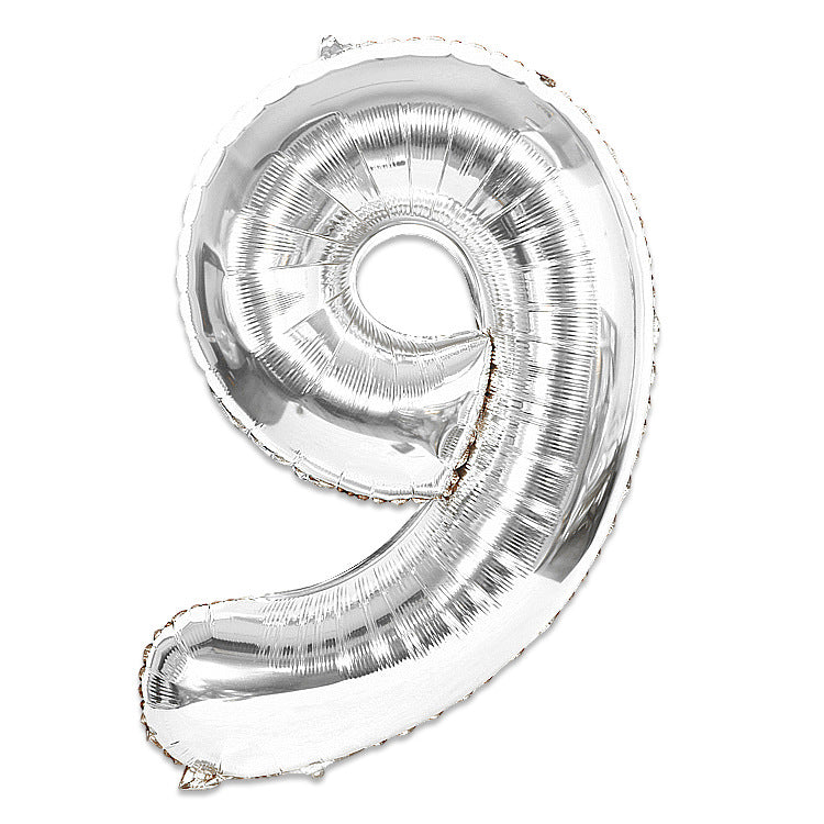 Giant Silver Foil Number Balloons (80cm) Number 9