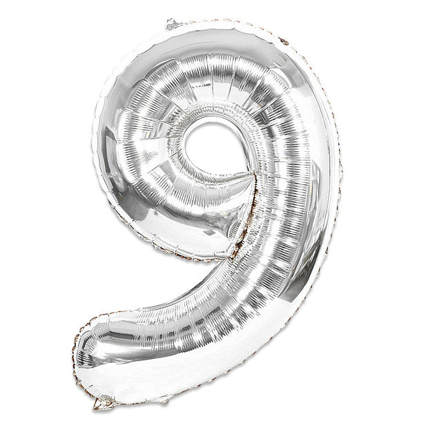 Silver Foil Number Balloons (80cm) Number 9