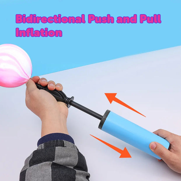 Blue - Bidirectional Balloon Pump - Manual - Inflates With Easy Push and Pull Action