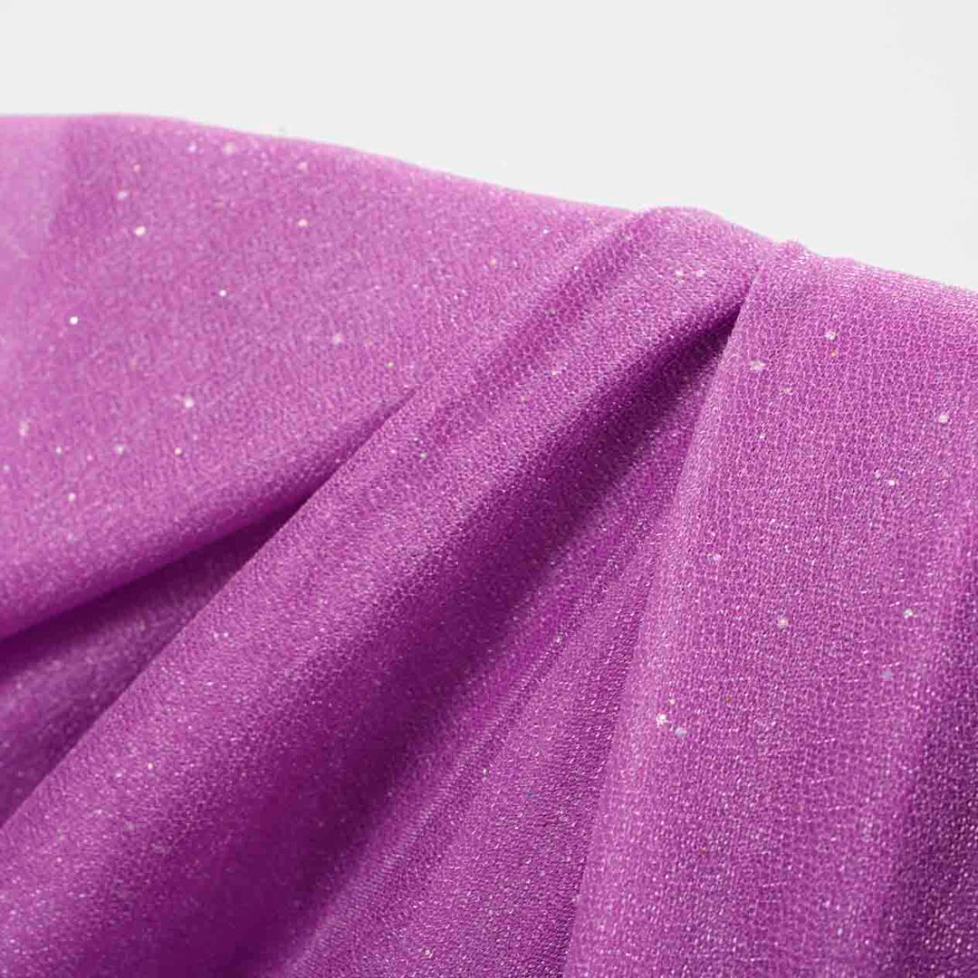 Purple Chiffon Fabric with Glitter 1.5mx25m - (Sheer Stretch Crepe Chiffon)