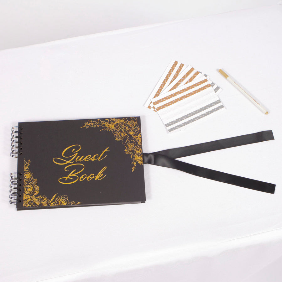 Guest Book - Metallic Gold Font On Black Cover