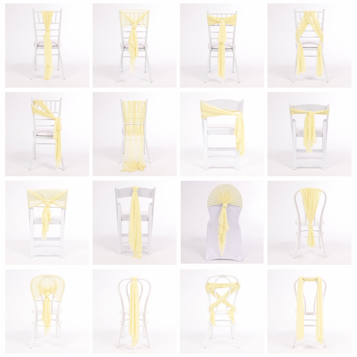 CLEARANCE Sheer Stretch Crepe Chiffon Chair Sashes - Ivory