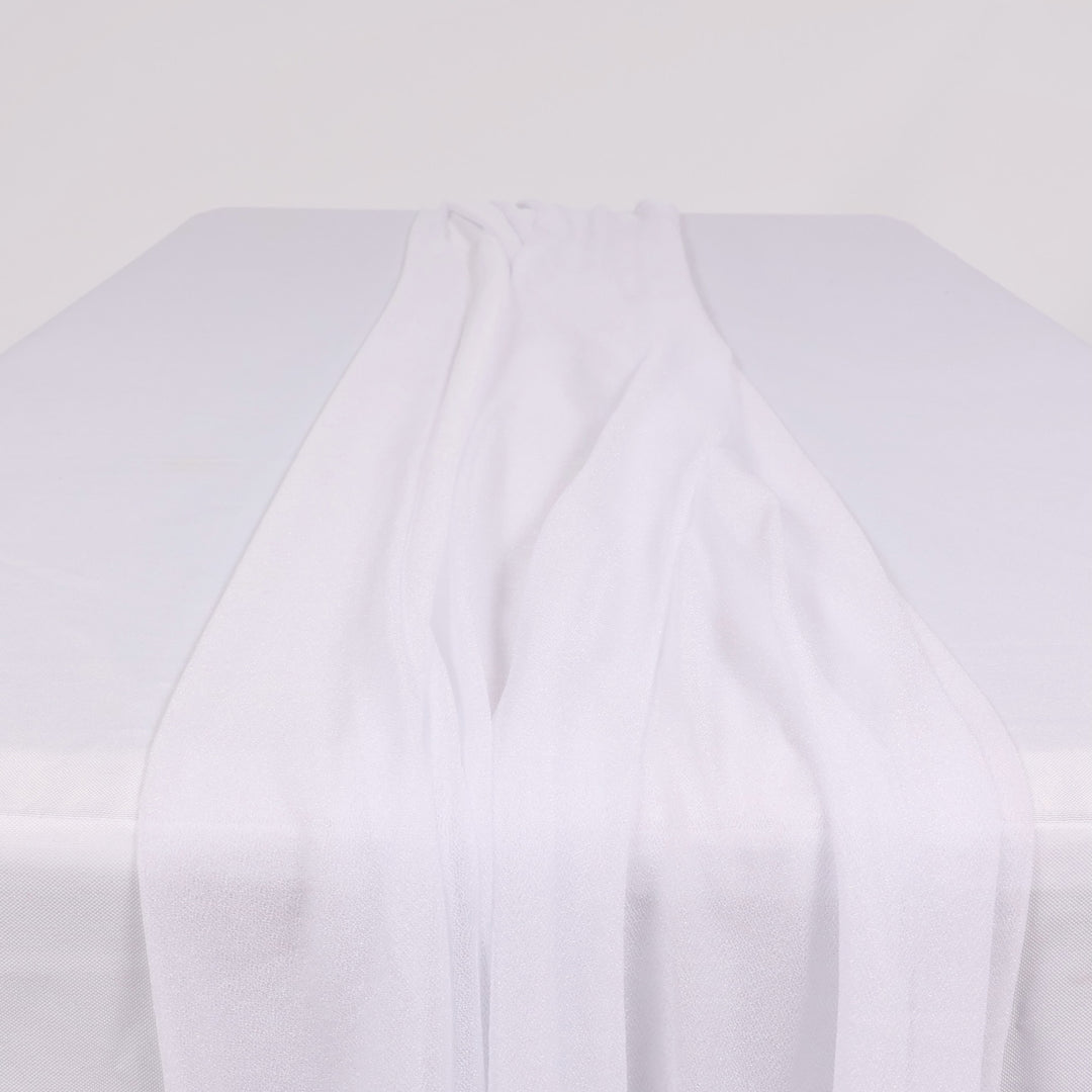 Sheer Stretch Crepe Chiffon Table Runner - White