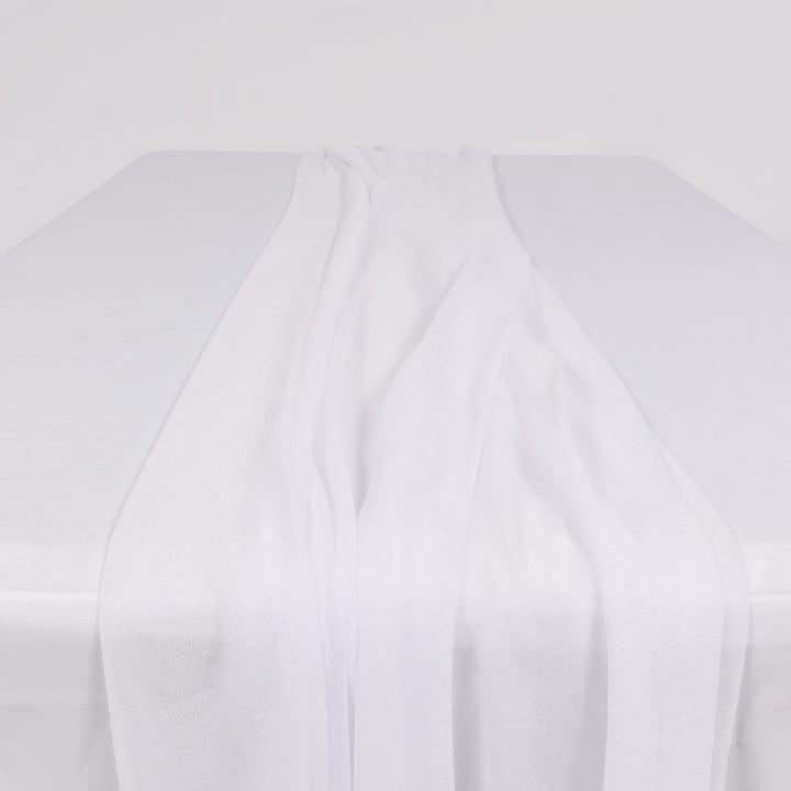 Sheer Stretch Crepe Chiffon Table Runner - White