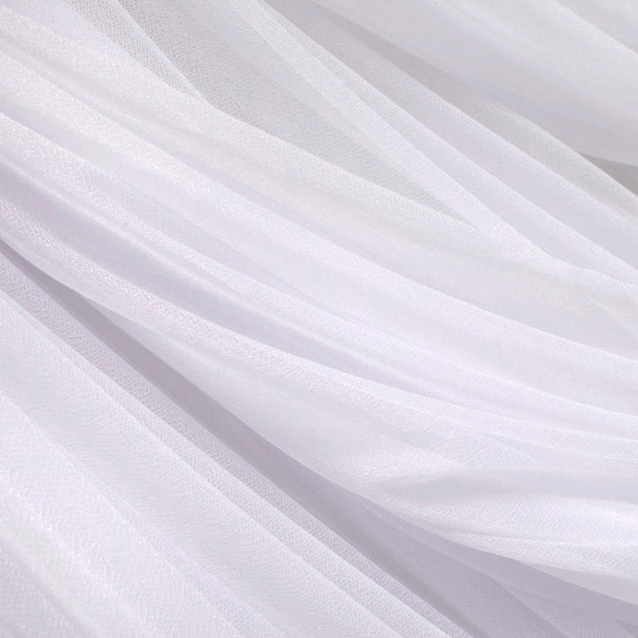 Sheer Stretch Crepe Chiffon Table Runner - White close up 2