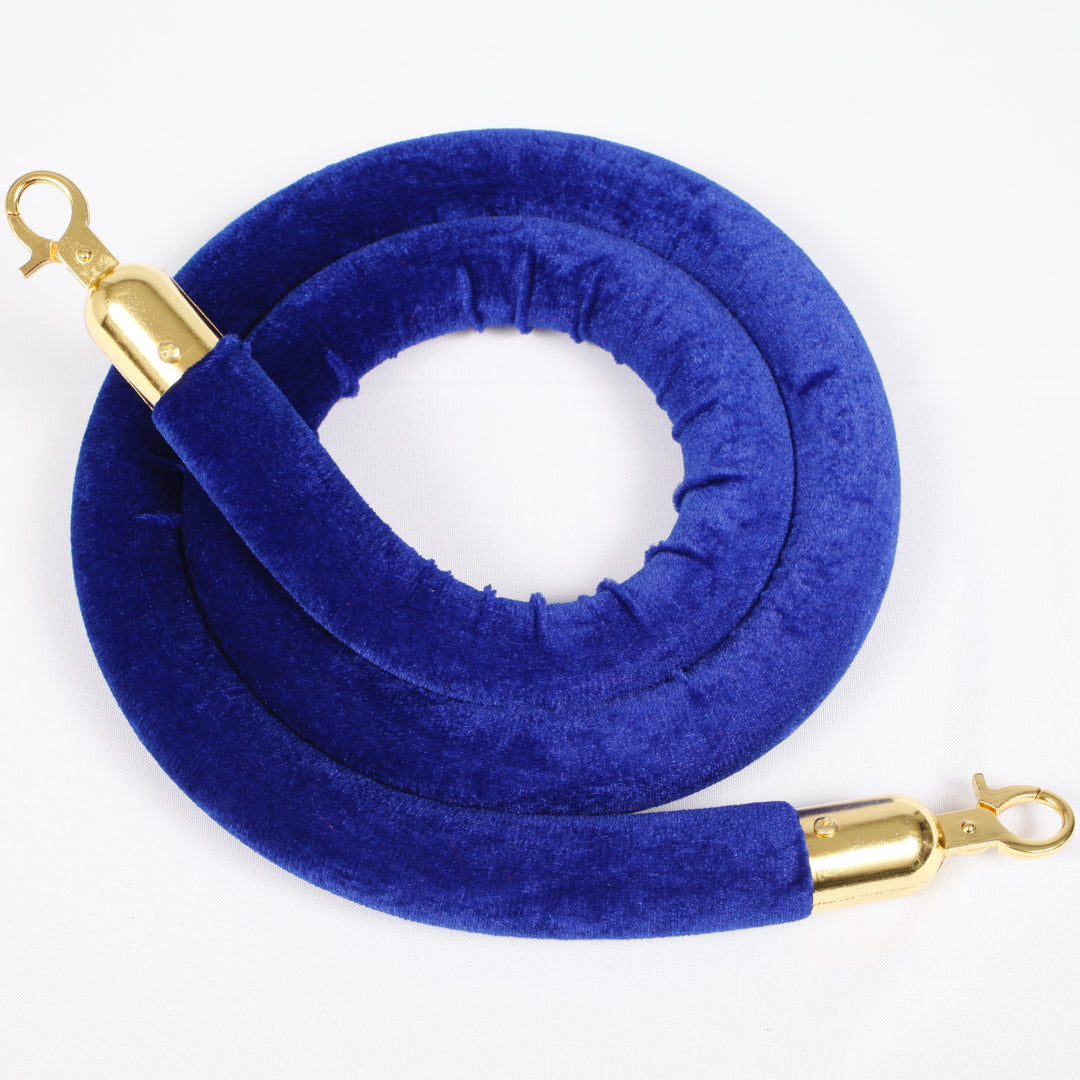 Bollard Velvet Rope - Blue (Gold Clips)