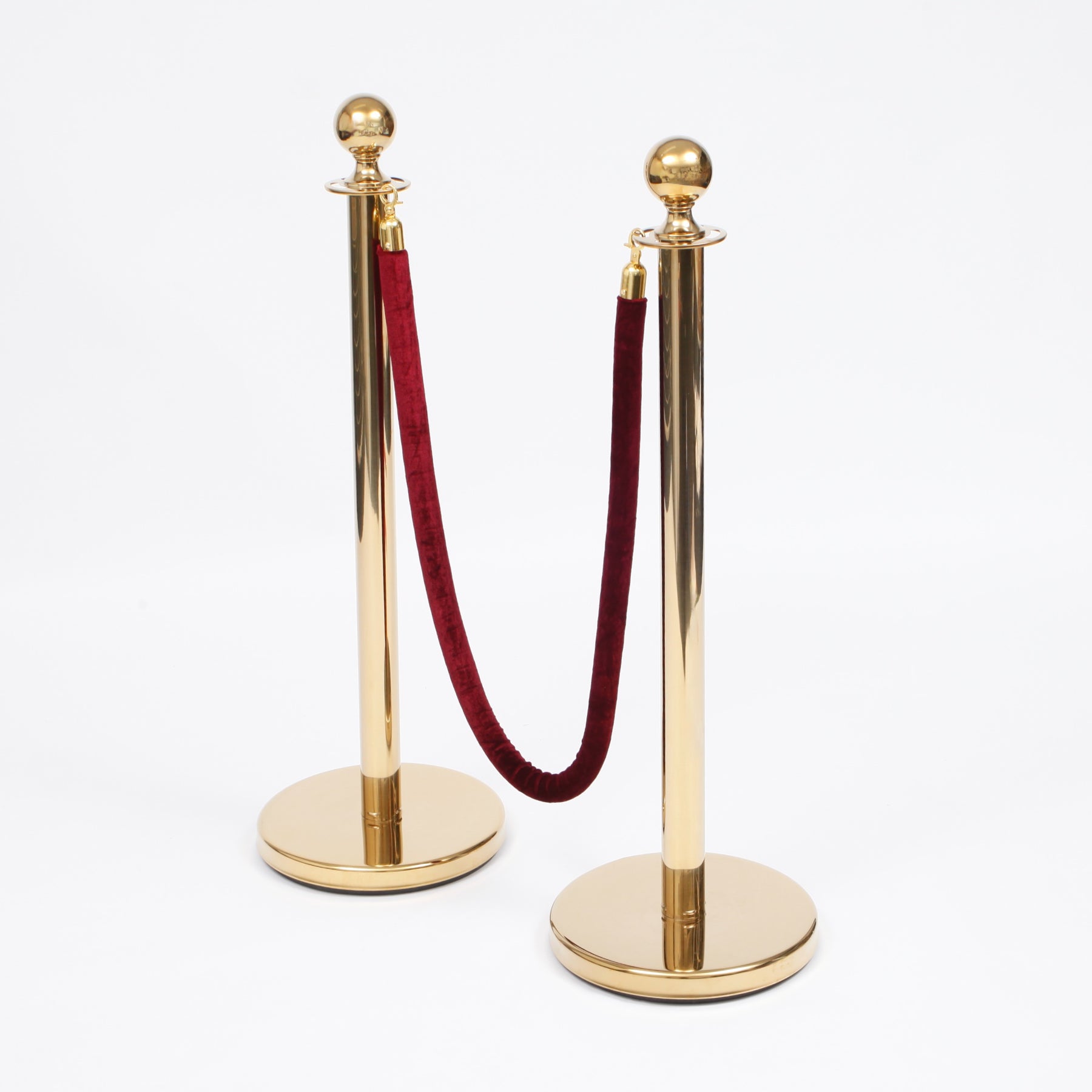 Bollards Gold Rope Bollard Velvet Rope - Burgundy (Gold Clips) – Luna Wedding & Event Supplies