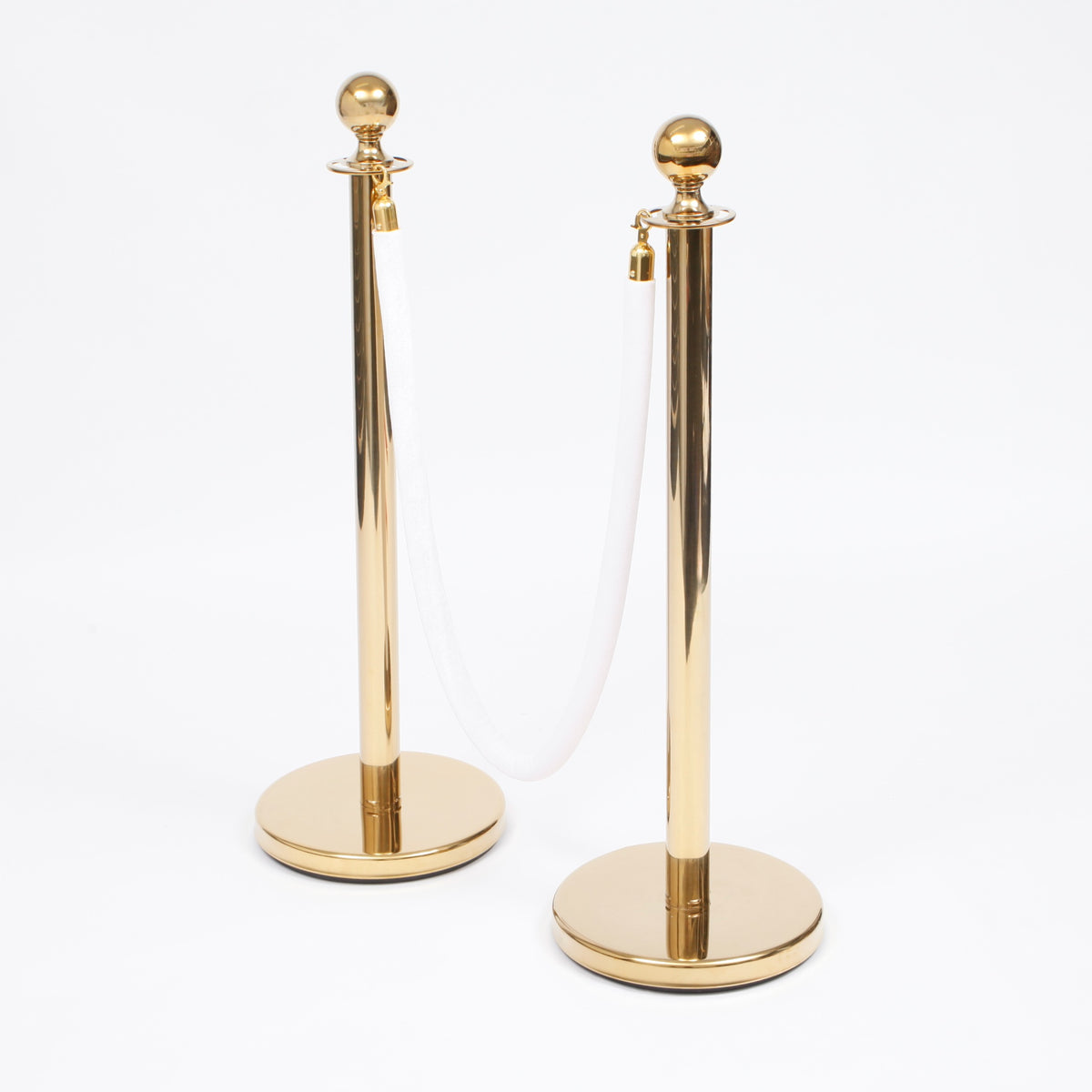 Bollards Gold Rope Bollard Velvet Rope - White (Gold Clips) – Luna Wedding & Event Supplies