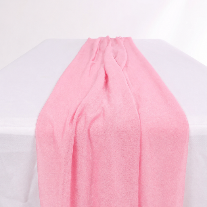 Sheer Stretch Crepe Chiffon Table Runners - Light Pink