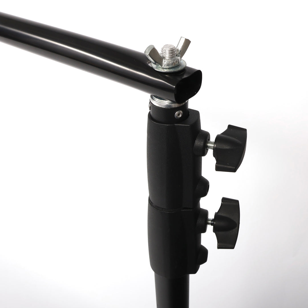 Adjustable Backdrop Stand With Steel Base - Black (3x3m), Upright screws for adjusting height and wing nut to hold crossbars