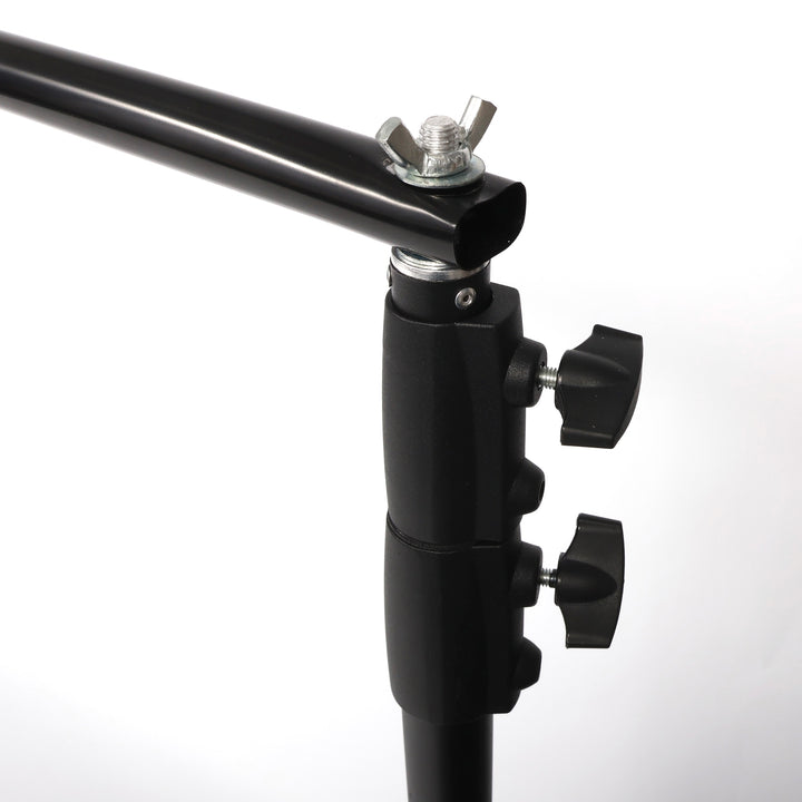 Adjustable Backdrop Stand With Steel Base - Black (3x3m), Upright screws for adjusting height and wing nut to hold crossbars
