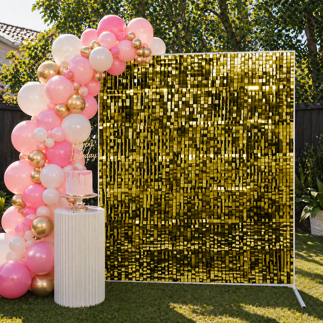 Sequin Shimmer Wall Backdrop & Frame Package - Gold