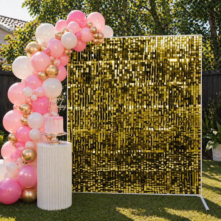 Sequin Shimmer Wall Backdrop & Frame Package - Gold