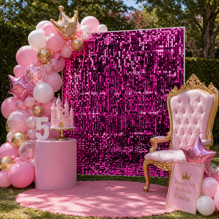 Sequin Shimmer Wall Backdrop Panels - Hot Pink