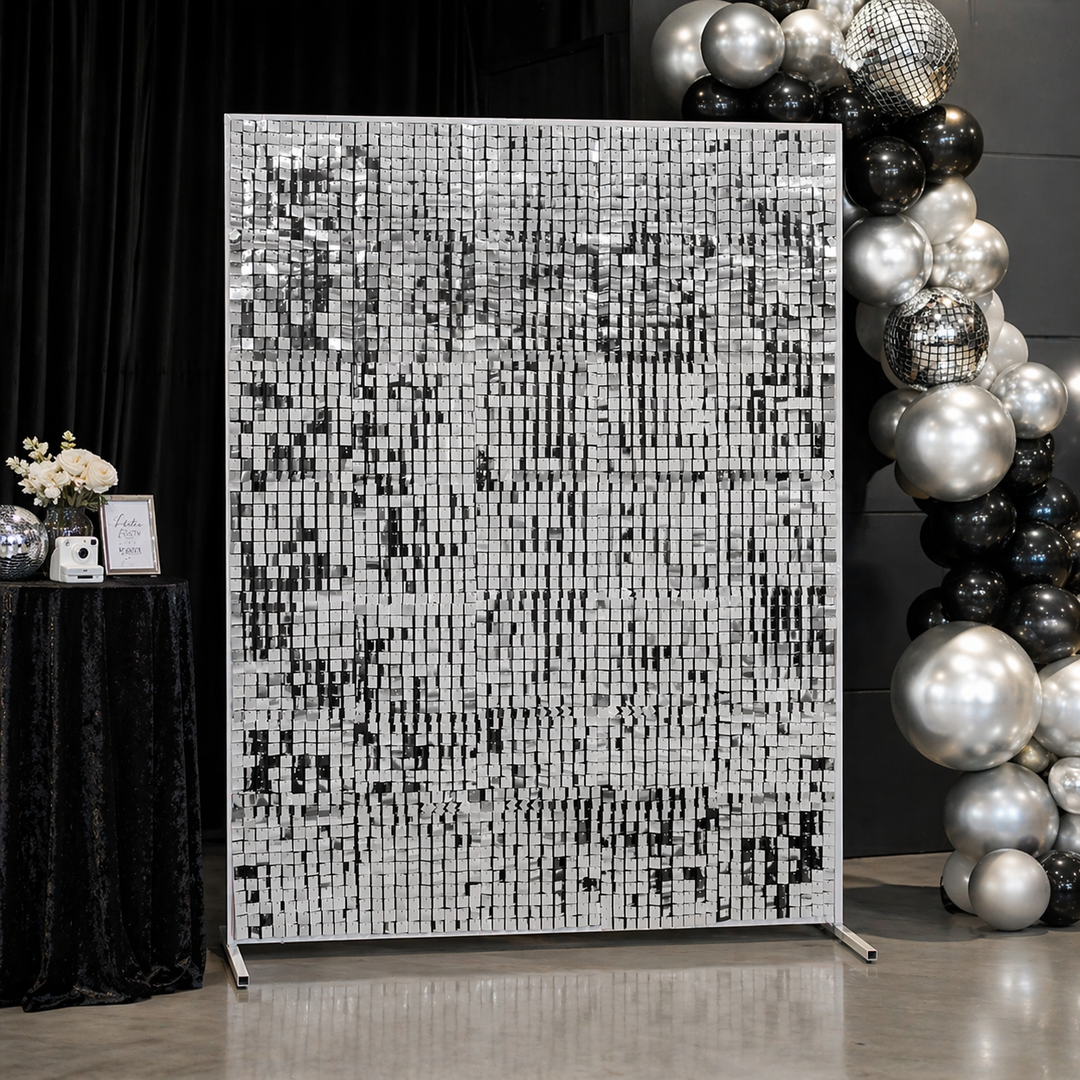 Sequin Shimmer Wall Backdrop Panels - Silver