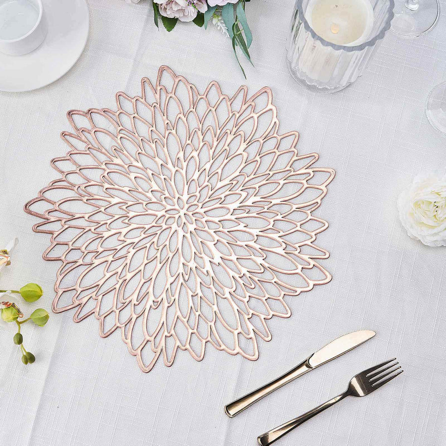 Decorative Floral Placemats - Metallic Rose Gold in setting B