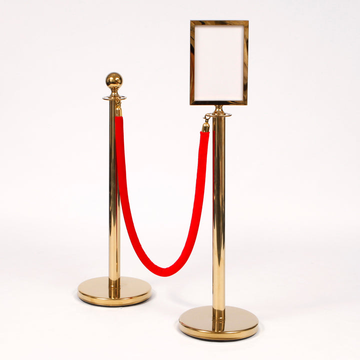 Bollard / Stanchion Sign Holder - Gold (A4) with bollard stand