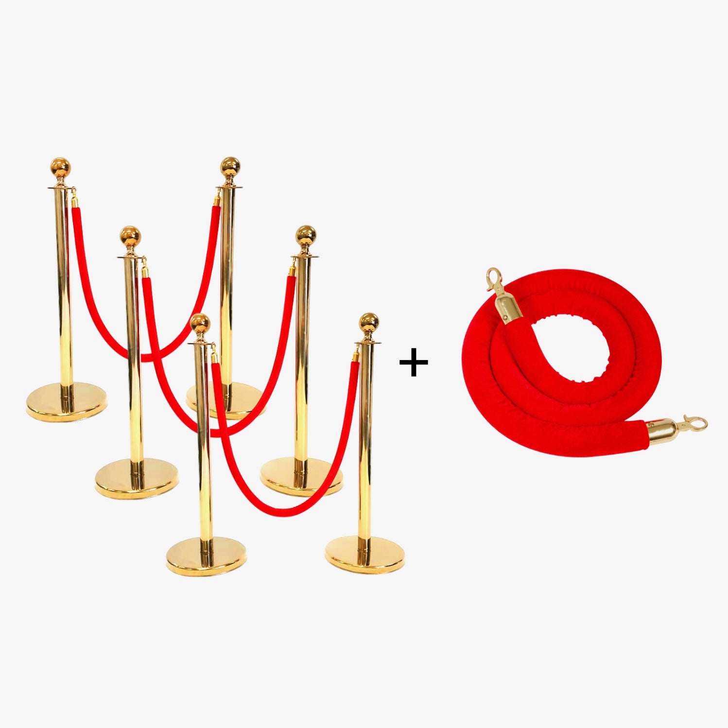 Gold Bollard & Velvet Red Rope Value Package (2 x 2m lengths) – Luna ...