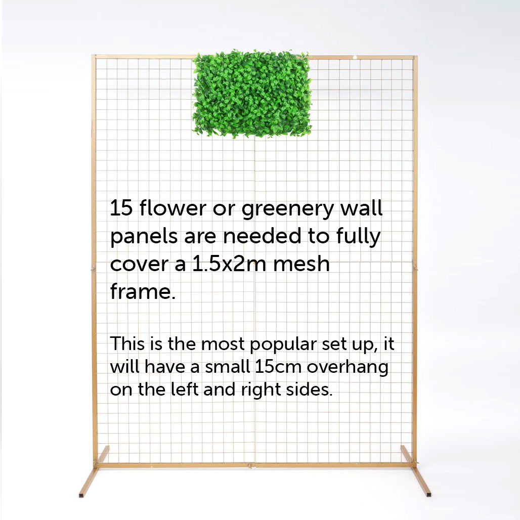 Box Hedge Greenery Wall + Gold Mesh Frame Freestanding Package (2m x 1.8m)