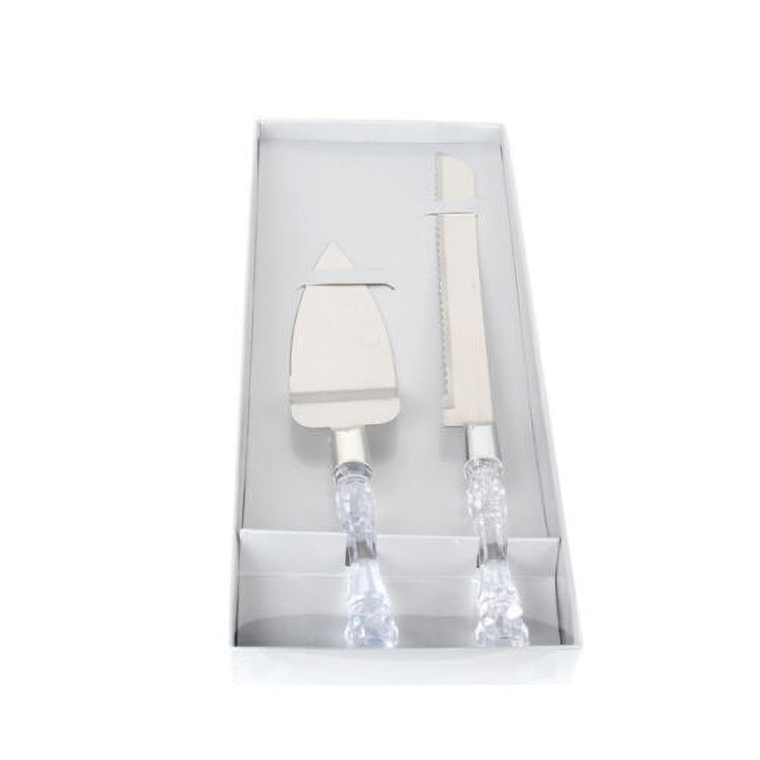 Cake Knife & Server Set - Silver (2pc) packaging
