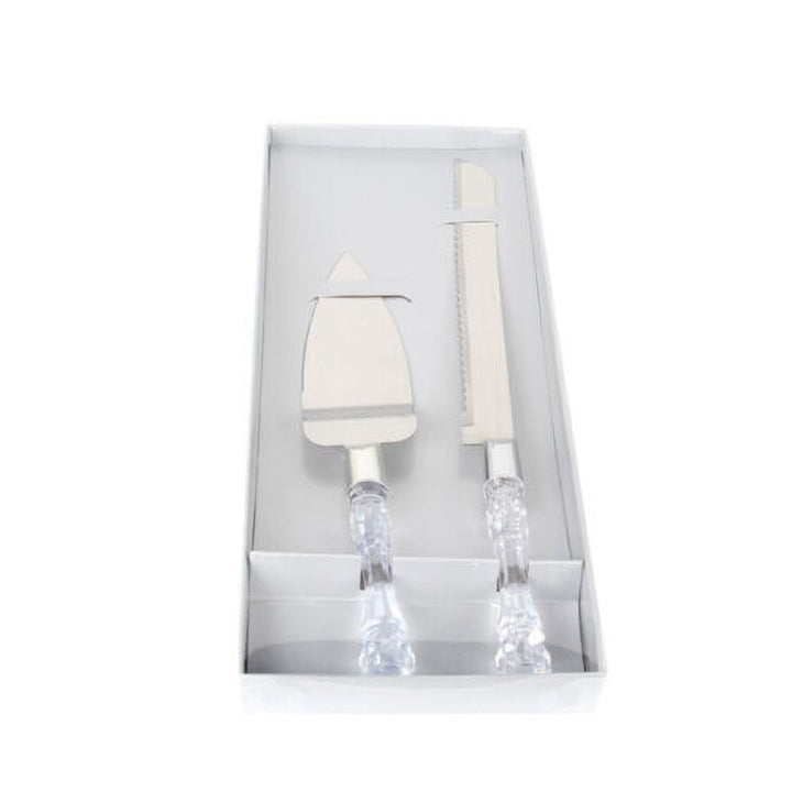 Cake Knife & Server Set - Silver (2pc) packaging