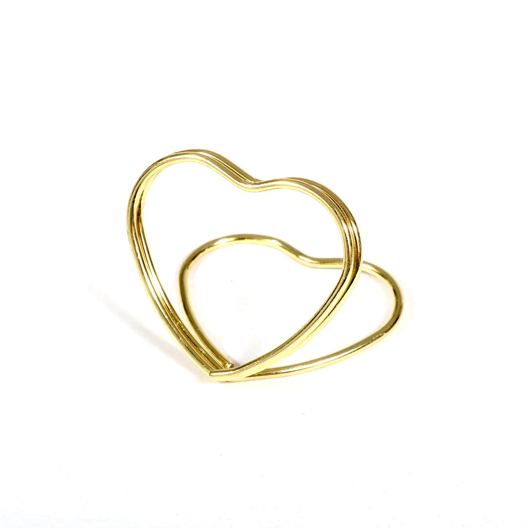 Metal Love Heart Card Holder - Gold