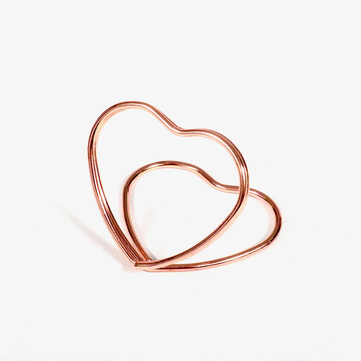 Metal Love Heart Card Holder - Rose Gold