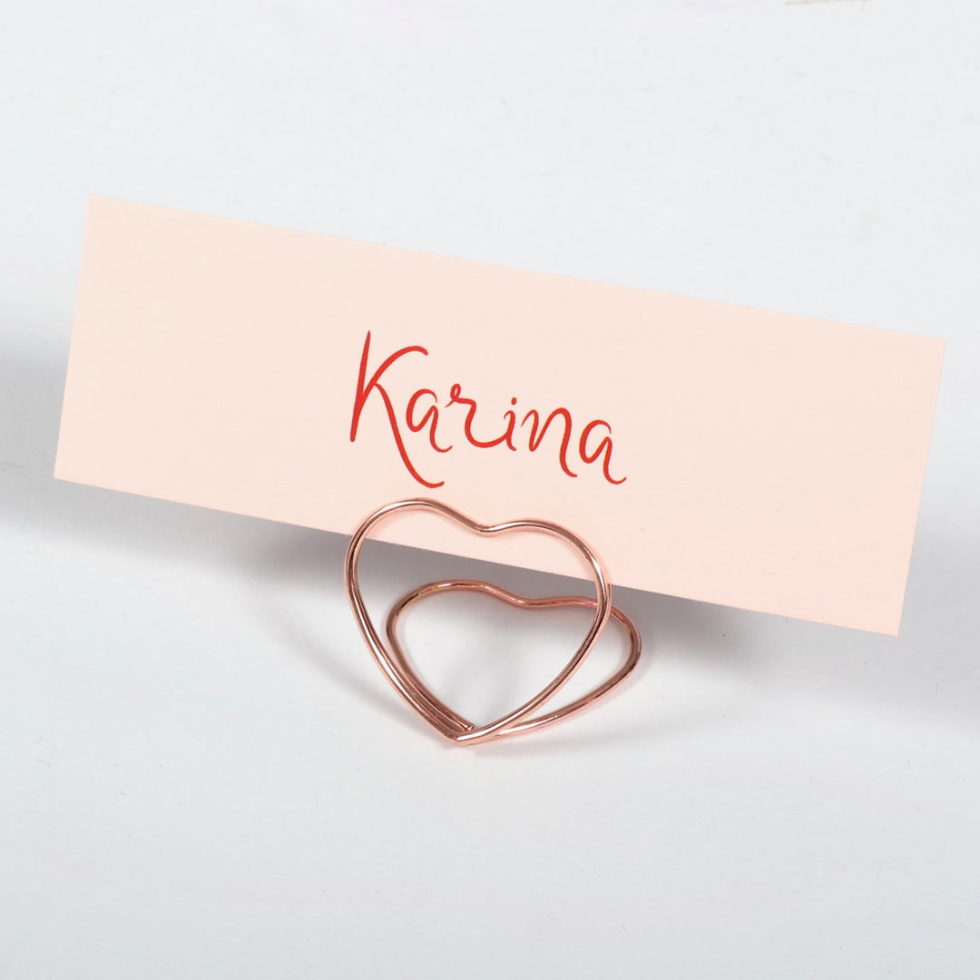 Metal Love Heart Card Holder - Rose Gold