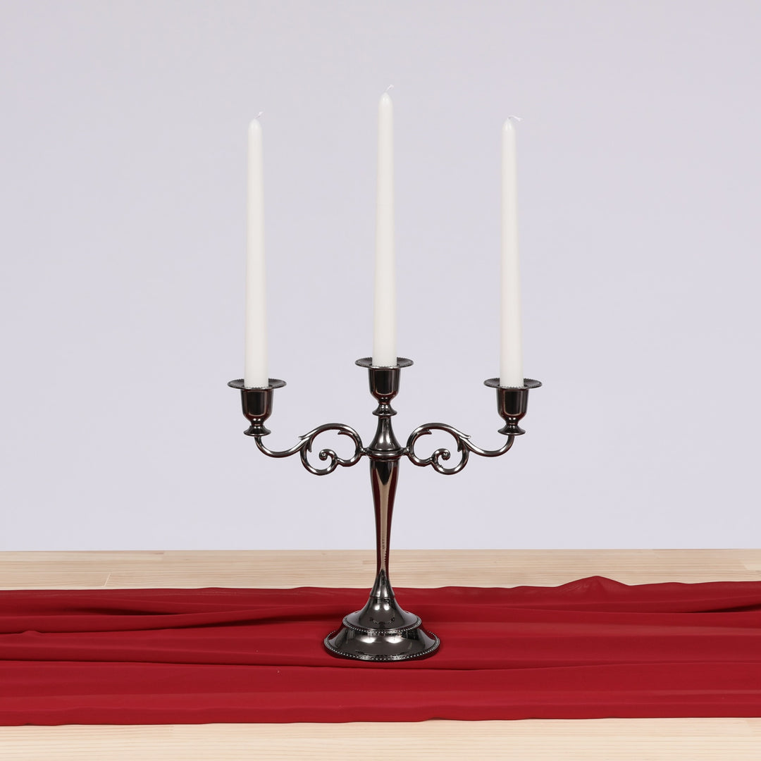 3 Arm Antique Candelabra - Black Silver (26cm)