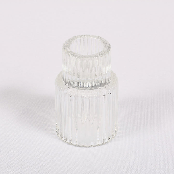 Reversible Glass Tea Light and Taper Candle Holder - Tiered Column (Style 1), taper candle end