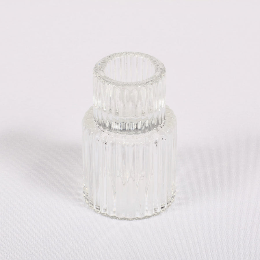 Reversible Glass Tea Light and Taper Candle Holder - Tiered Column (Style 1), taper candle end