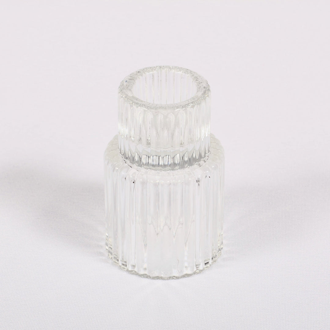 Reversible Glass Tea Light and Taper Candle Holder - Tiered Column (Style 1)