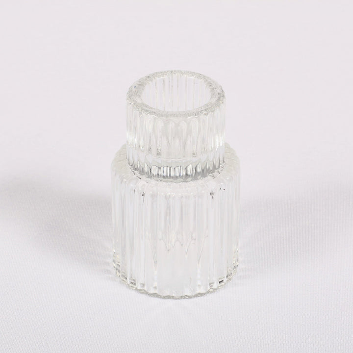 Reversible Glass Tea Light and Taper Candle Holder - Tiered Column (Style 1)