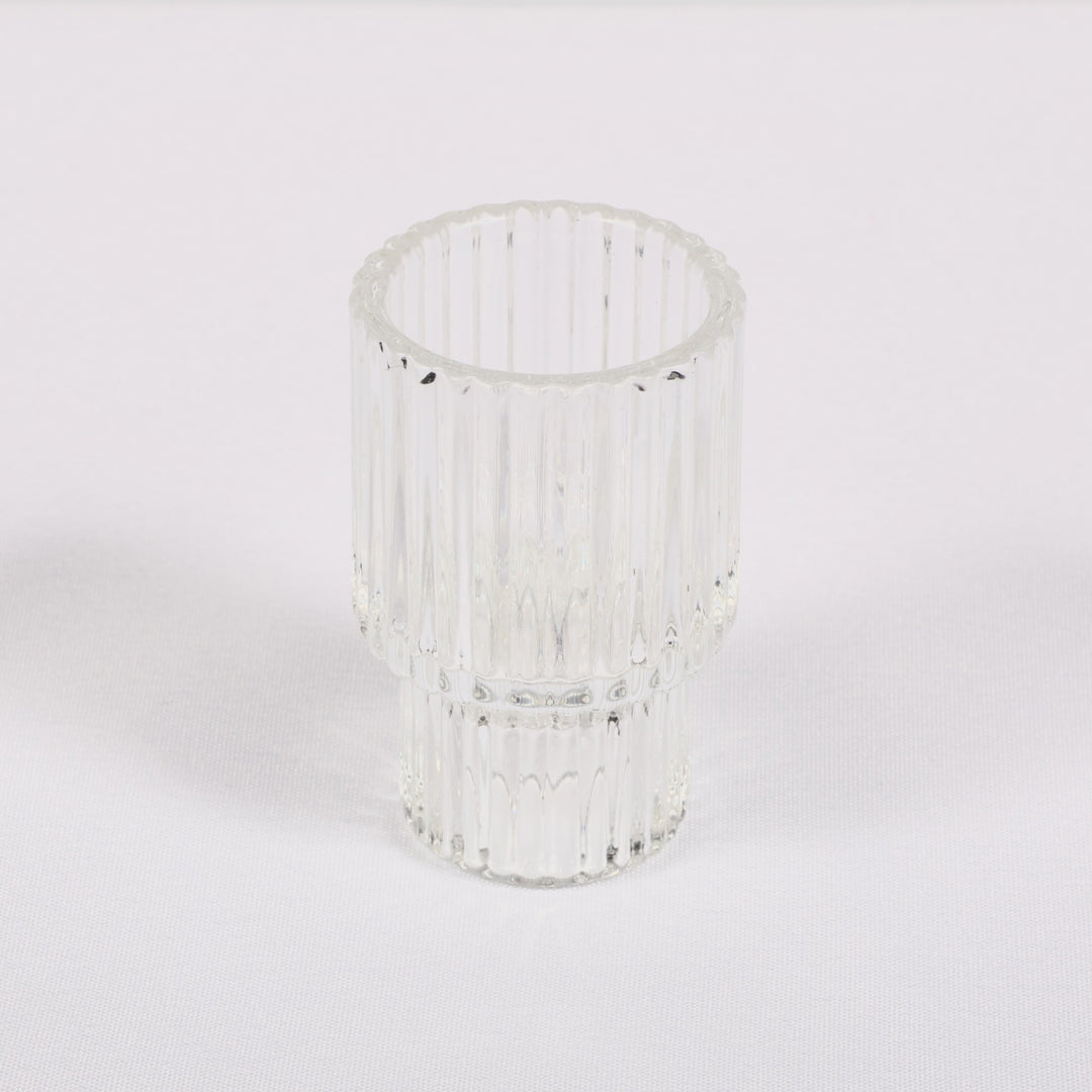 Reversible Glass Tea Light and Taper Candle Holder - Tiered Column (Style 1), tea light candle end