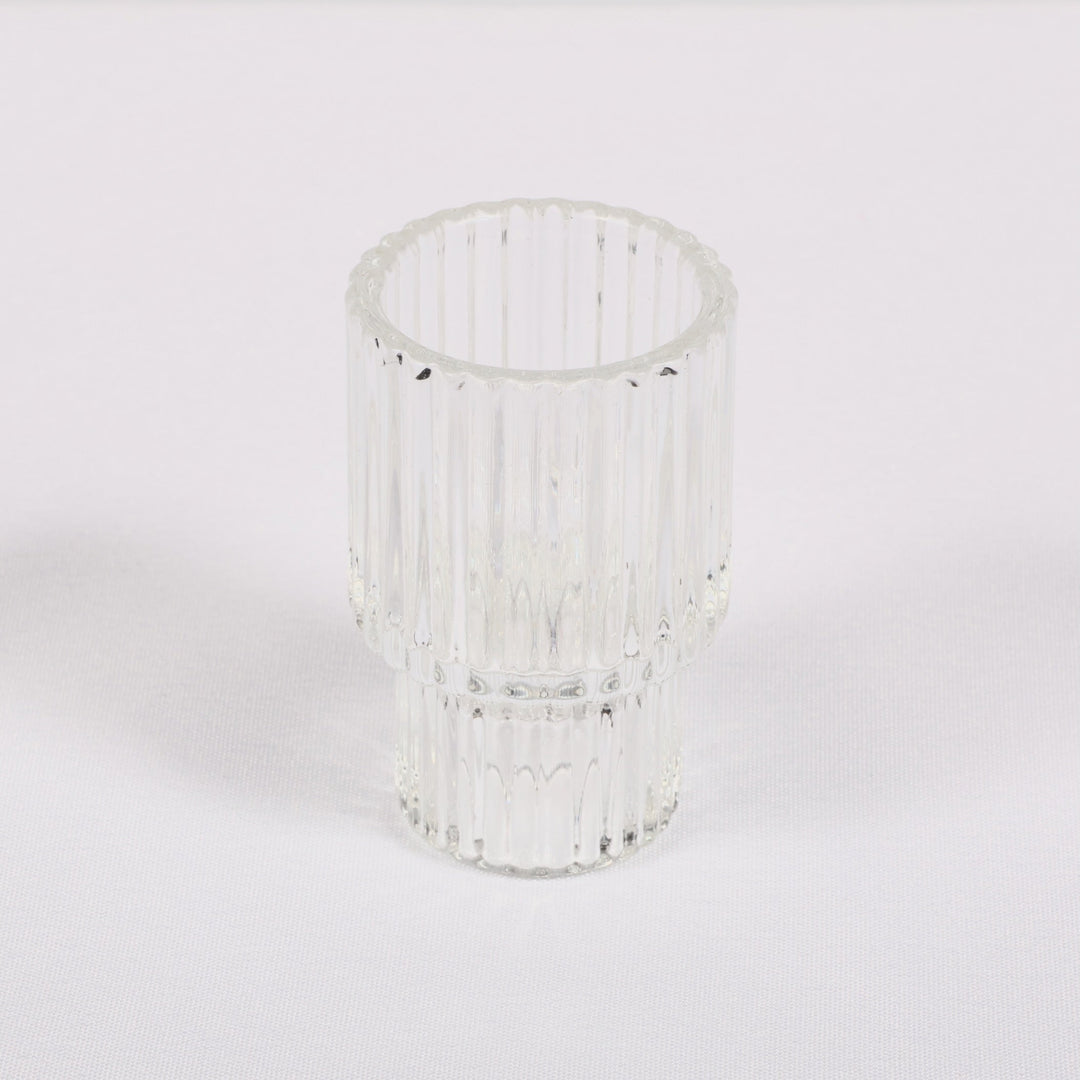 Reversible Glass Tea Light and Taper Candle Holder - Tiered Column (Style 1)