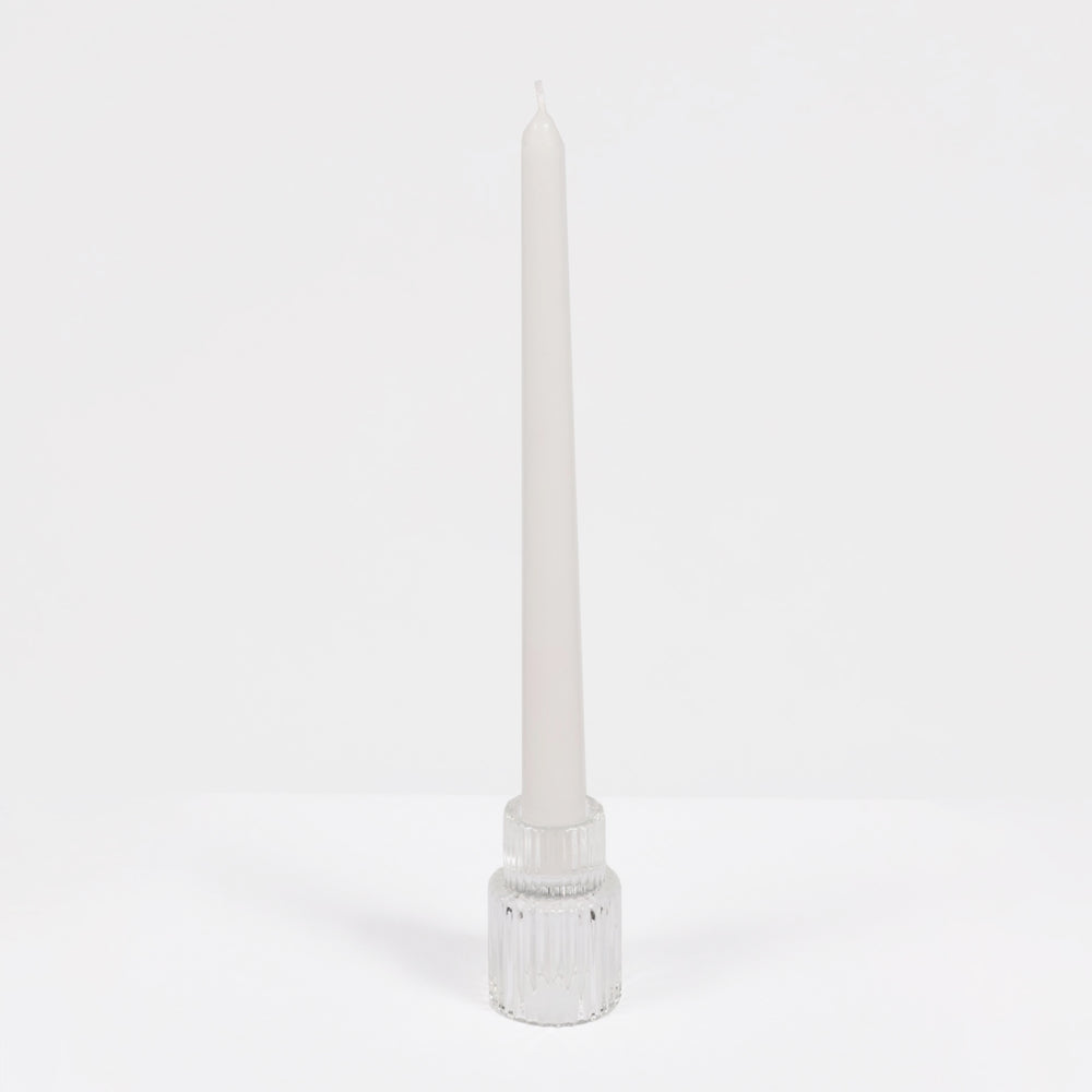 Reversible Glass Tea Light and Taper Candle Holder - Tiered Column (Style 1) with taper candle