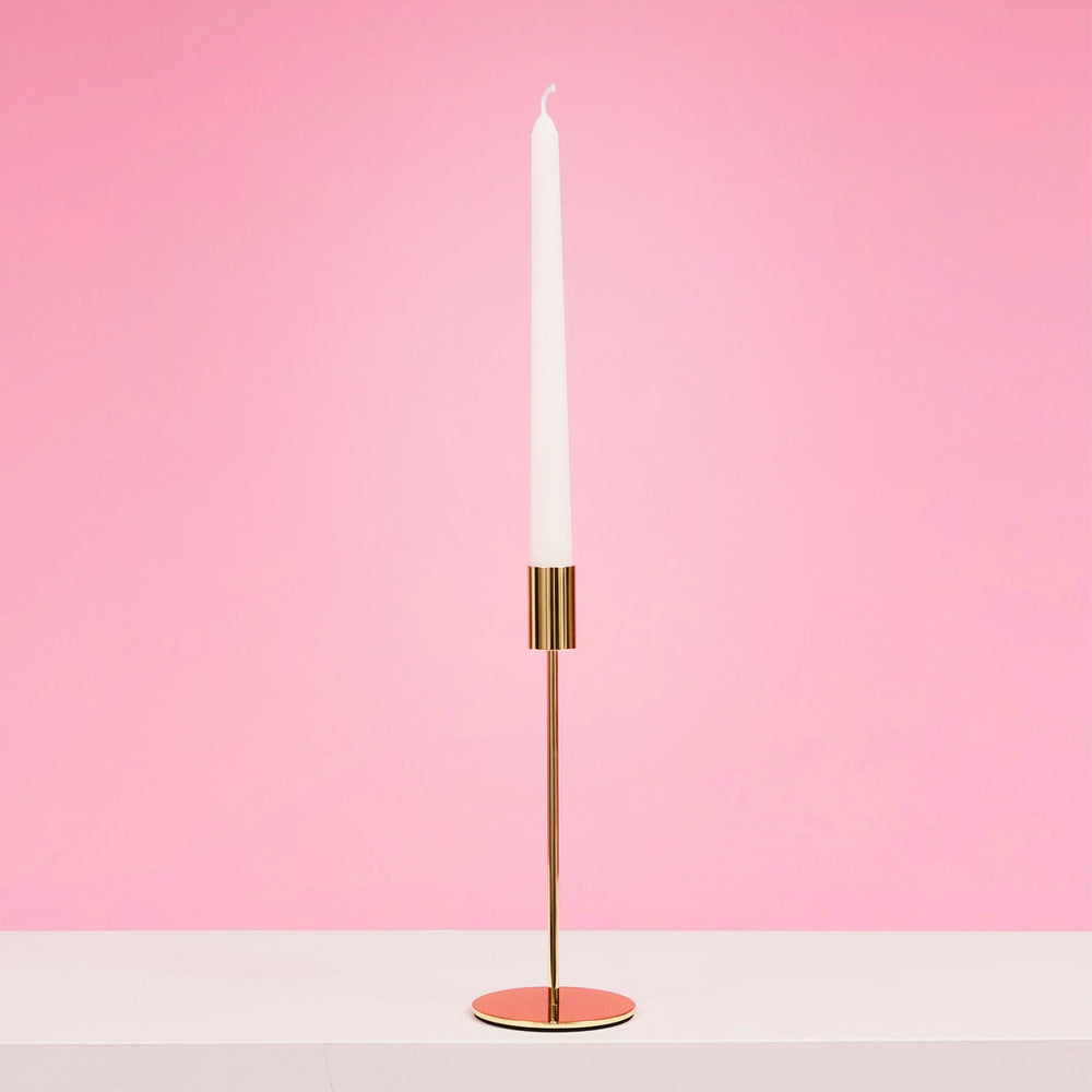 Taper Candle Holders Modern Straight Style - Gold (23cm) with taper candle