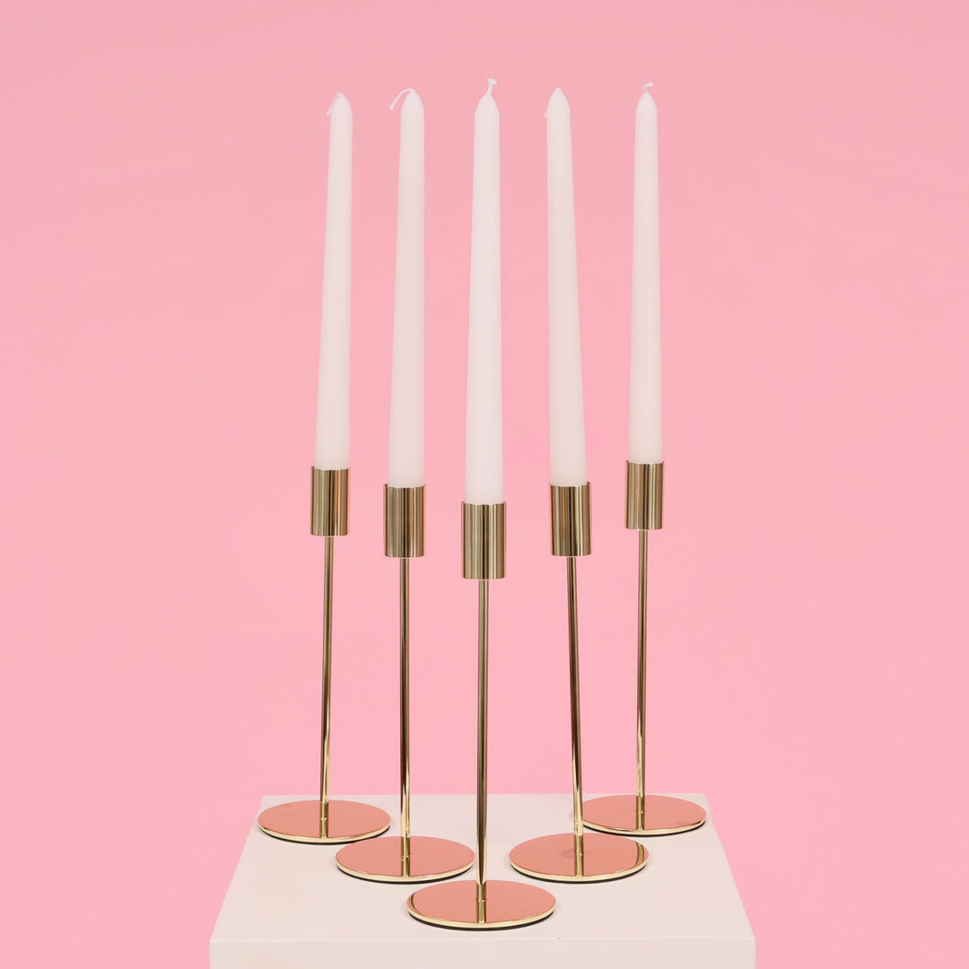 Taper Candle Holders Modern Straight Style - Gold (23cm)