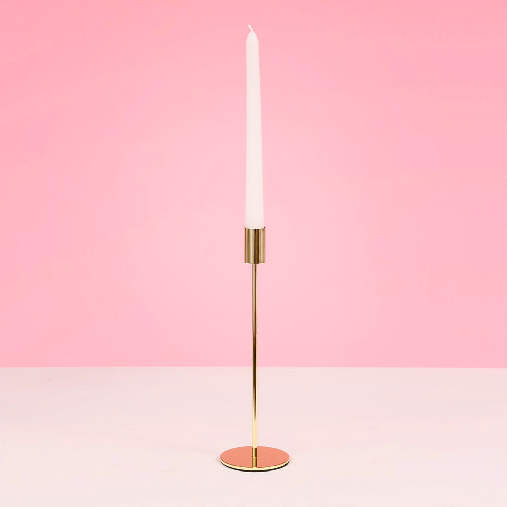 Taper Candle Holders Modern Straight Style - Gold (28cm) with taper candle