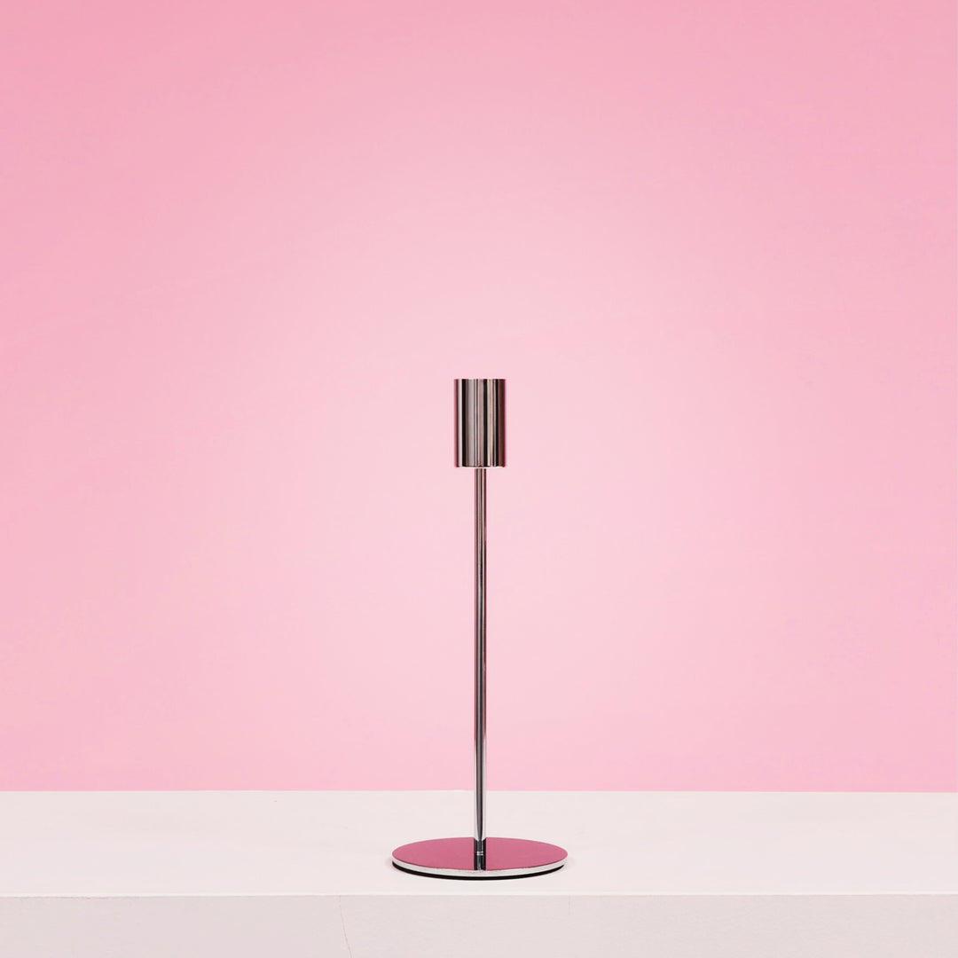 Taper Candle Holders Modern Straight Style - Silver (23cm)