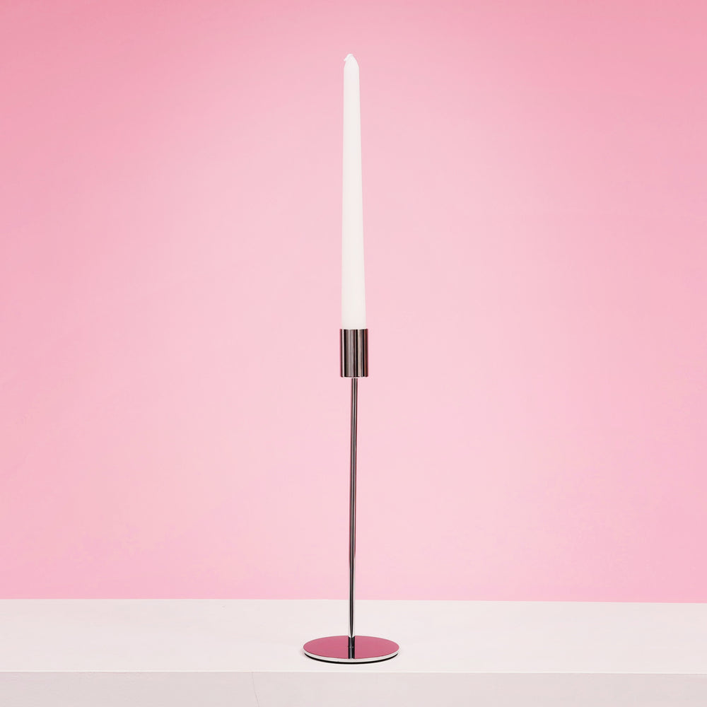 Taper Candle Holders Modern Straight Style - Silver (28cm) with taper candle