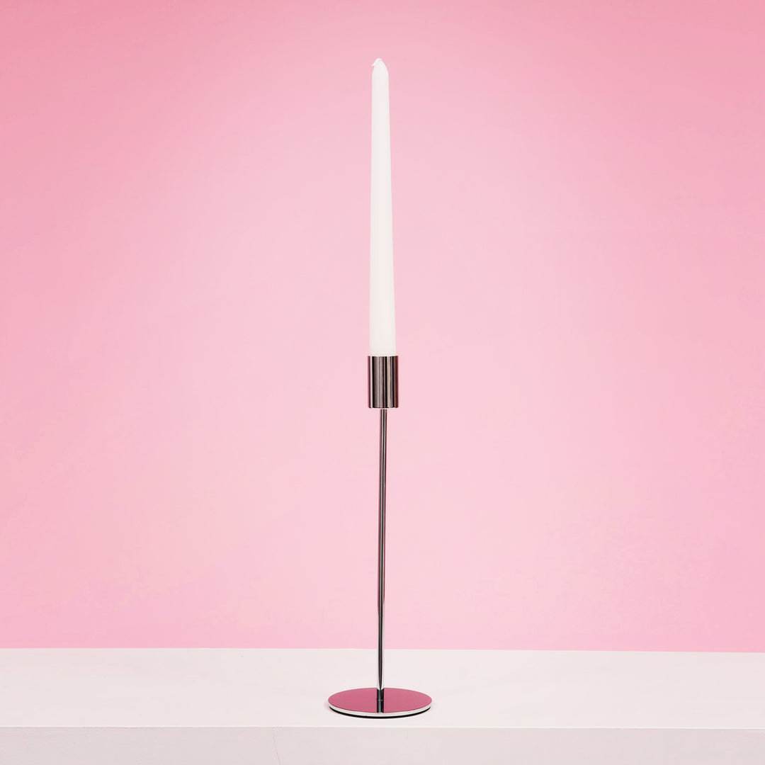 Taper Candle Holders Modern Straight Style - Silver (28cm) with taper candle
