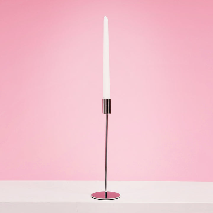 Taper Candle Holders Modern Straight Style - Silver (28cm) with taper candle