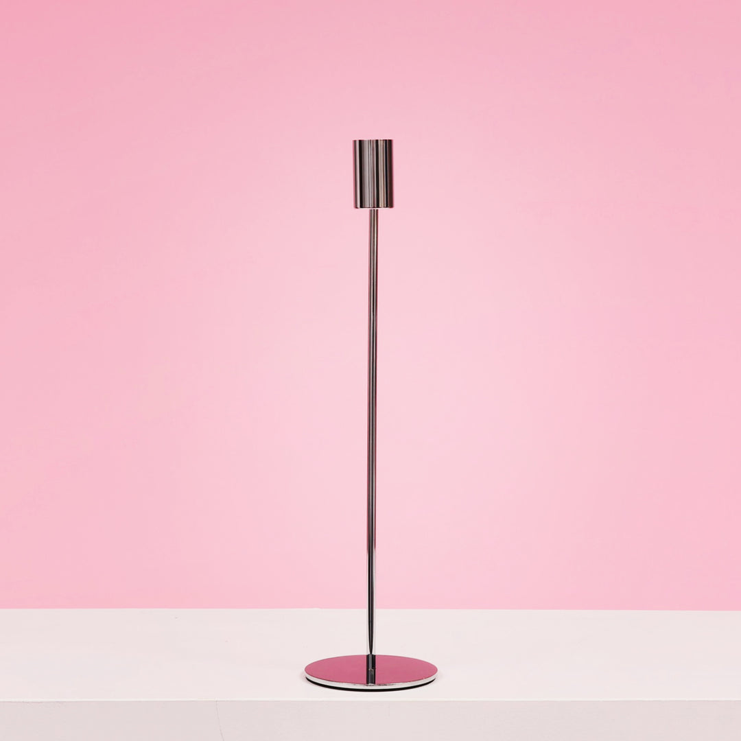 Taper Candle Holders Modern Straight Style - Silver (33cm)