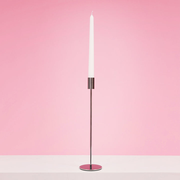 Taper Candle Holders Modern Straight Style - Silver (33cm) with taper candle