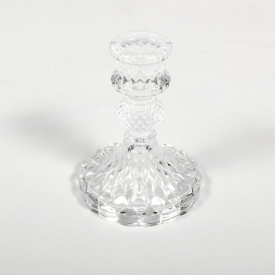 Vintage Glass Taper Candle Holder - Pedestal Decanter Style close up