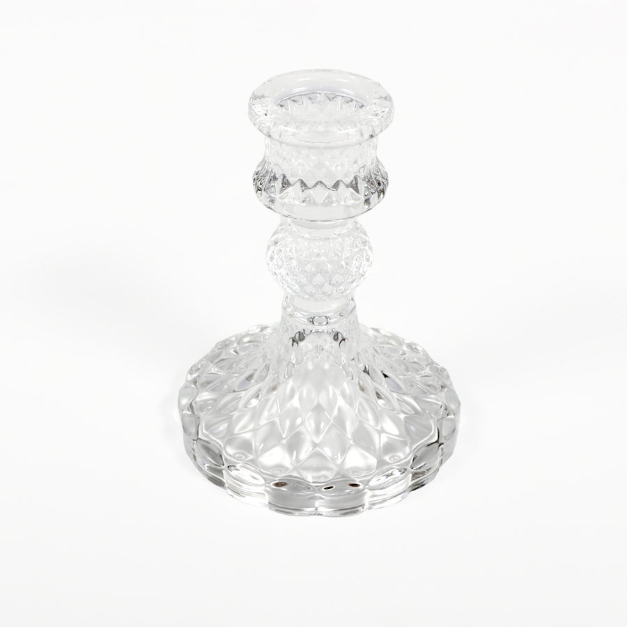 Vintage Glass Taper Candle Holder - Pedestal Decanter Style