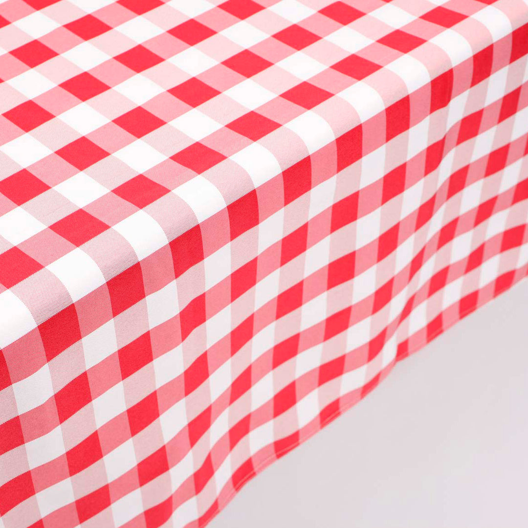 Close up of Red Checkered Tablecloth