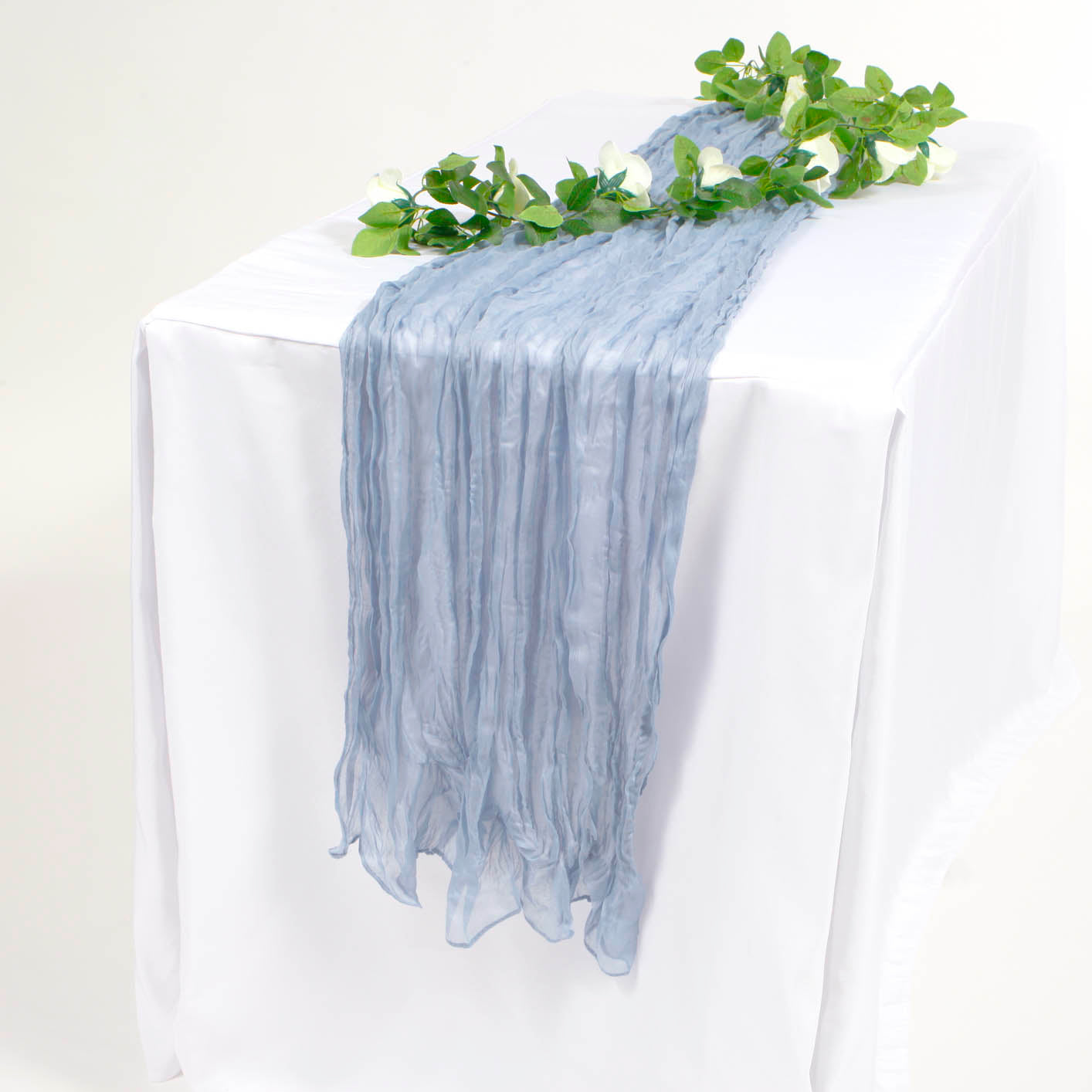 Dusty blue popular cheesecloth table runners